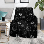 Black And White Planets Pattern Print Blanket