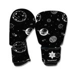 Black And White Planets Pattern Print Boxing Gloves