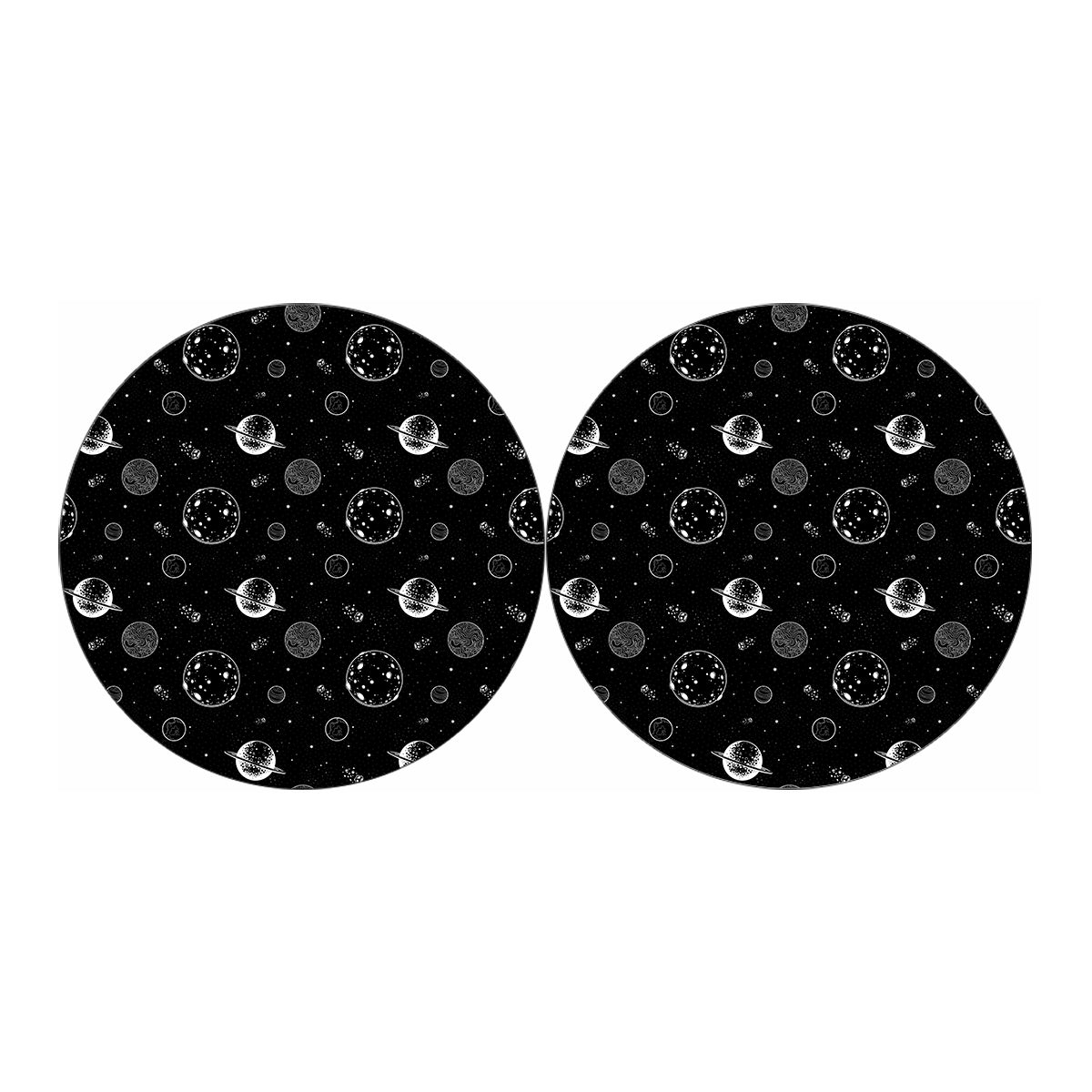 Black And White Planets Pattern Print Car Coasters
