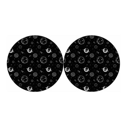 Black And White Planets Pattern Print Car Coasters