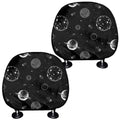 Black And White Planets Pattern Print Car Headrest Covers