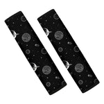 Black And White Planets Pattern Print Car Seat Belt Covers