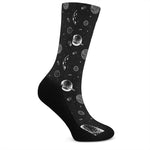 Black And White Planets Pattern Print Crew Socks