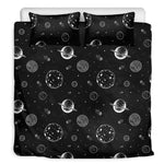 Black And White Planets Pattern Print Duvet Cover Bedding Set