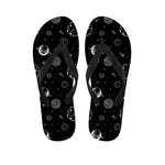 Black And White Planets Pattern Print Flip Flops