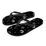 Black And White Planets Pattern Print Flip Flops