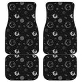Black And White Planets Pattern Print Front and Back Car Floor Mats