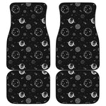 Black And White Planets Pattern Print Front and Back Car Floor Mats