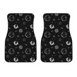 Black And White Planets Pattern Print Front Car Floor Mats