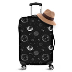 Black And White Planets Pattern Print Luggage Cover