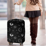 Black And White Planets Pattern Print Luggage Cover