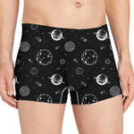 Black And White Planets Pattern Print Men's Boxer Briefs