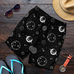 Black And White Planets Pattern Print Men's Shorts