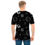 Black And White Planets Pattern Print Men's T-Shirt