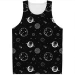 Black And White Planets Pattern Print Men's Tank Top