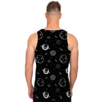 Black And White Planets Pattern Print Men's Tank Top