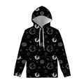 Black And White Planets Pattern Print Pullover Hoodie