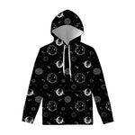 Black And White Planets Pattern Print Pullover Hoodie