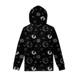 Black And White Planets Pattern Print Pullover Hoodie
