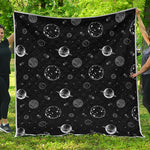 Black And White Planets Pattern Print Quilt
