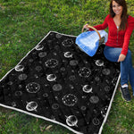 Black And White Planets Pattern Print Quilt