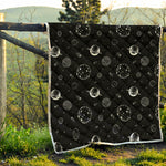 Black And White Planets Pattern Print Quilt