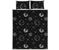 Black And White Planets Pattern Print Quilt Bed Set