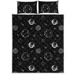 Black And White Planets Pattern Print Quilt Bed Set