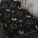 Black And White Planets Pattern Print Quilt Bed Set