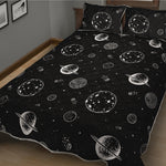Black And White Planets Pattern Print Quilt Bed Set