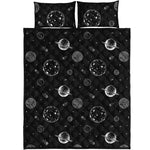 Black And White Planets Pattern Print Quilt Bed Set