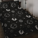 Black And White Planets Pattern Print Quilt Bed Set