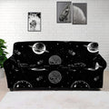 Black And White Planets Pattern Print Sofa Cover