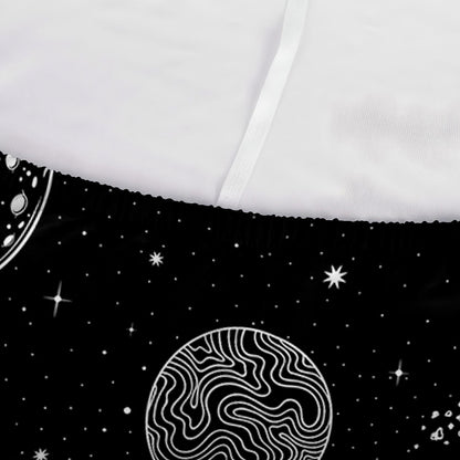 Black And White Planets Pattern Print Sofa Cover