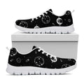 Black And White Planets Pattern Print White Running Shoes