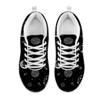 Black And White Planets Pattern Print White Sneakers
