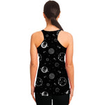 Black And White Planets Pattern Print Women's Racerback Tank Top
