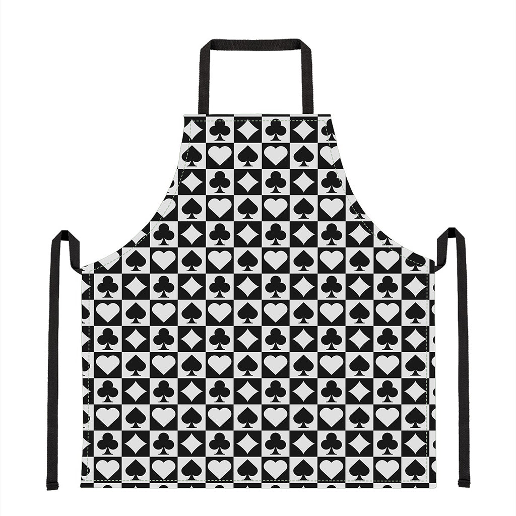 Black And White Playing Card Suits Print Apron