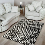 Black And White Playing Card Suits Print Area Rug