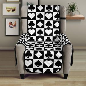 Black And White Playing Card Suits Print Armchair Protector