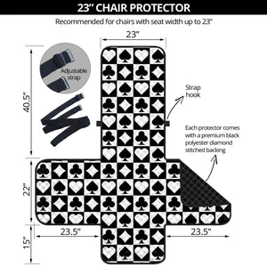 Black And White Playing Card Suits Print Armchair Protector