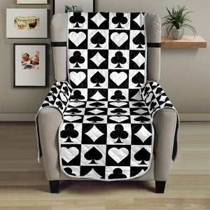 Black And White Playing Card Suits Print Armchair Protector