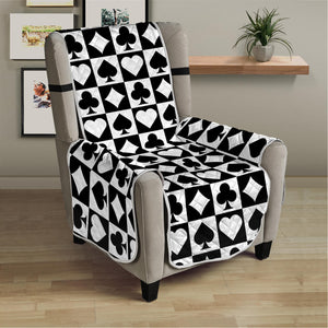 Black And White Playing Card Suits Print Armchair Protector