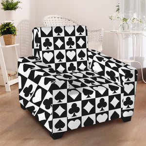 Black And White Playing Card Suits Print Armchair Slipcover