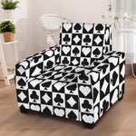 Black And White Playing Card Suits Print Armchair Slipcover