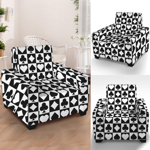 Black And White Playing Card Suits Print Armchair Slipcover