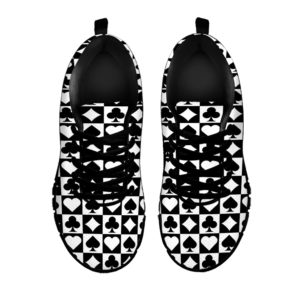 Black And White Playing Card Suits Print Black Sneakers