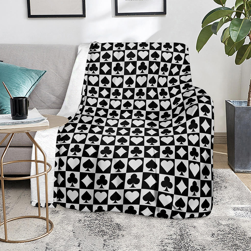 Black And White Playing Card Suits Print Blanket