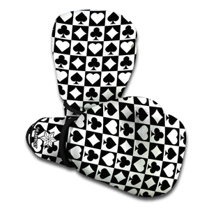 Black And White Playing Card Suits Print Boxing Gloves