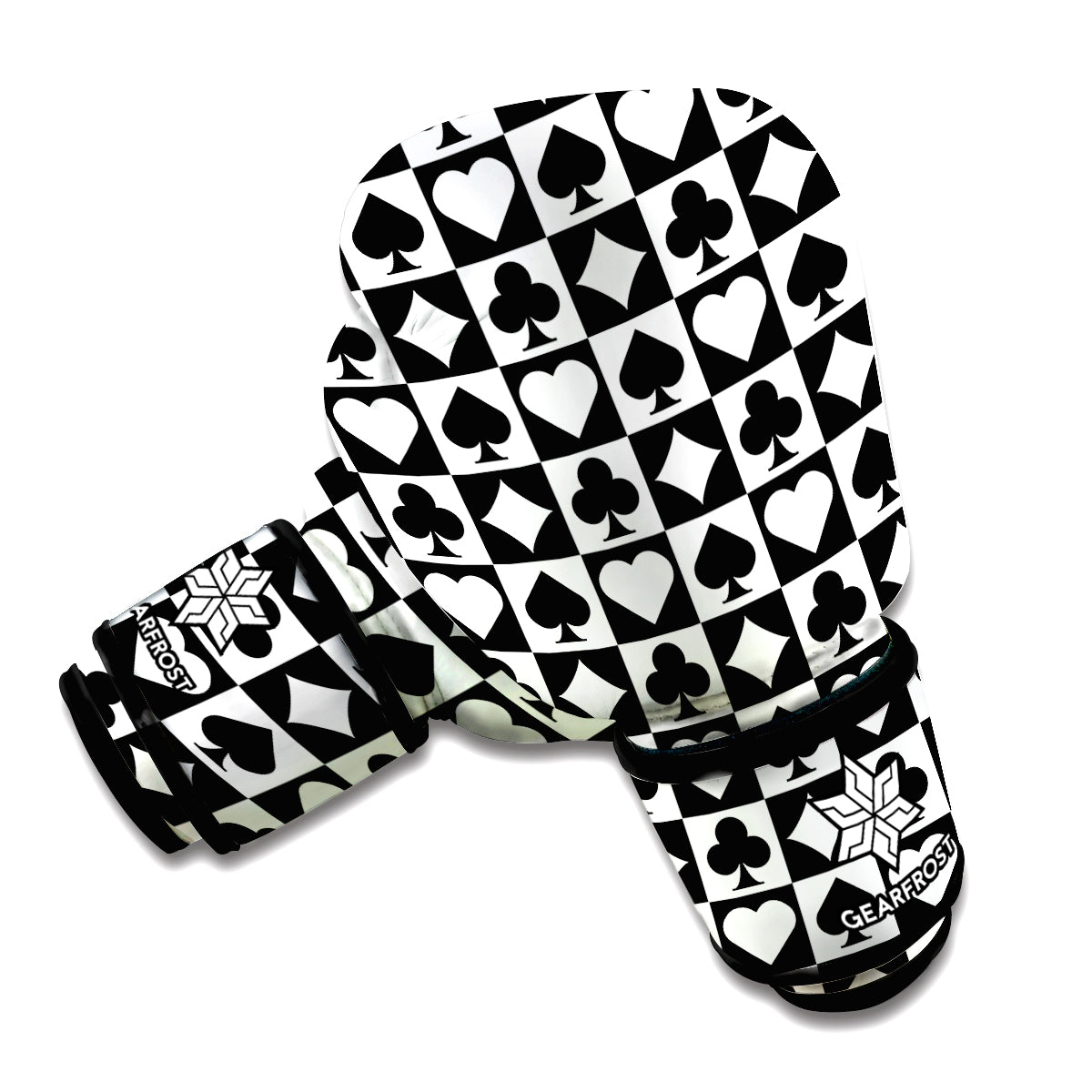 Black And White Playing Card Suits Print Boxing Gloves